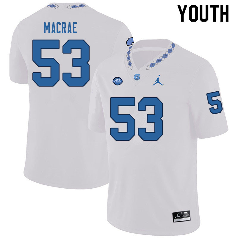 Youth #53 Gibson Macrae North Carolina Tar Heels College Football Jerseys Sale-White